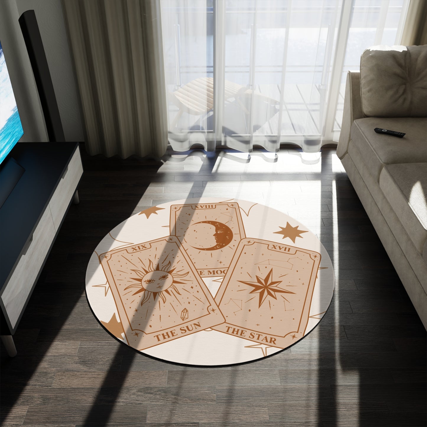 Tarot Circle Rug — The Sun, The Moon & The Star Boho Round Rug