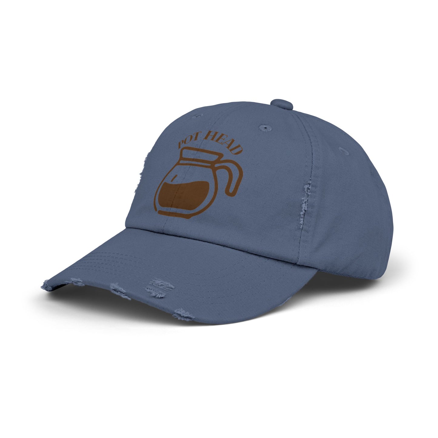 Pot Head Distressed Baseball Cap - Vintage Coffee Pot Design