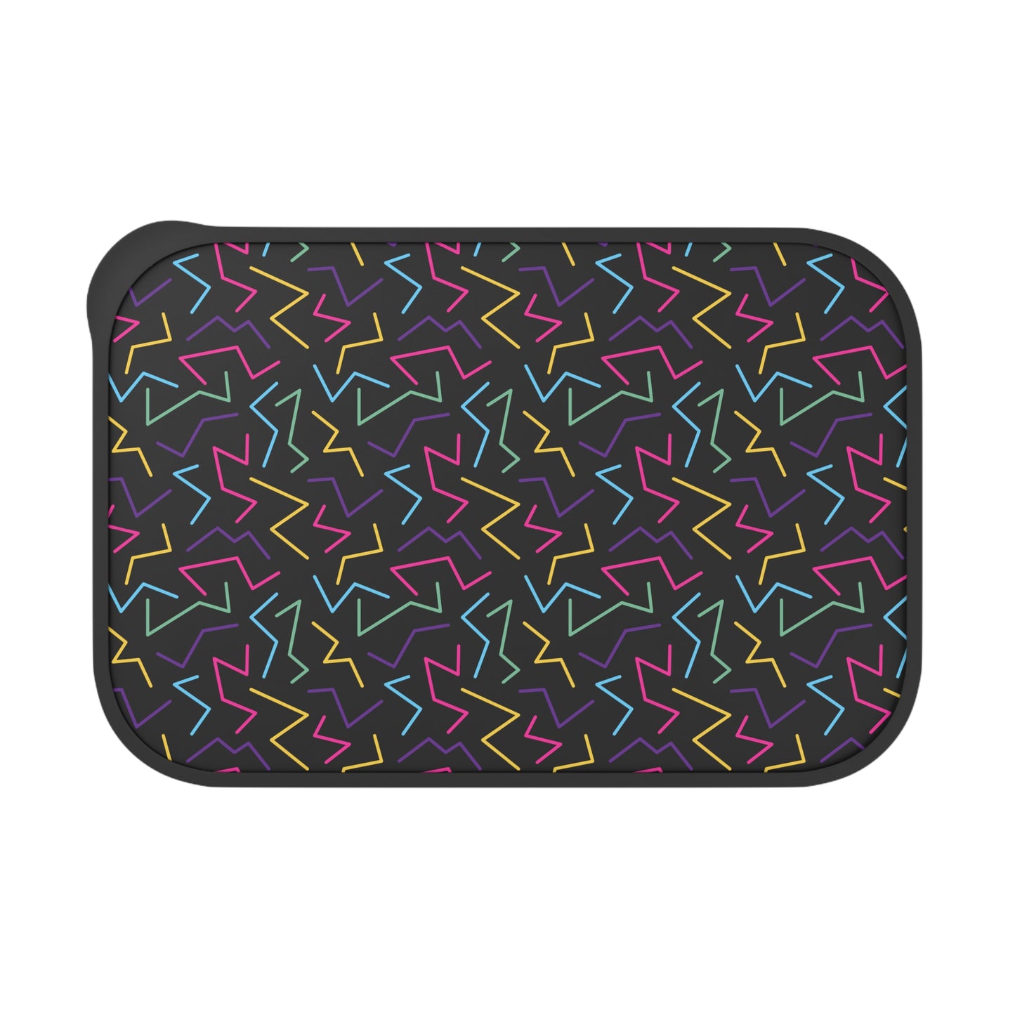 Retro Neon Zigzag Pattern Bento Box | PLA Lunch Container with Band