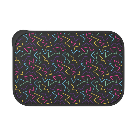 Retro Neon Zigzag Pattern Bento Box | PLA Lunch Container with Band