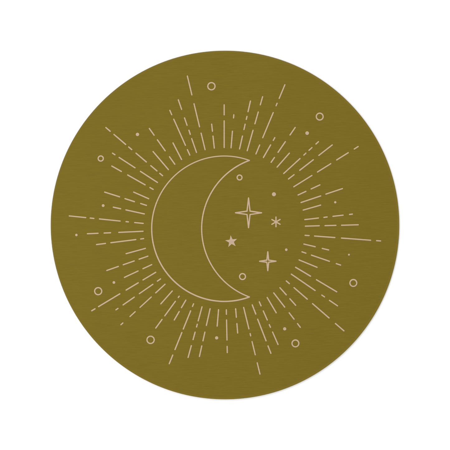 Celestial Moon Round Rug — Boho Starburst Accent Mat