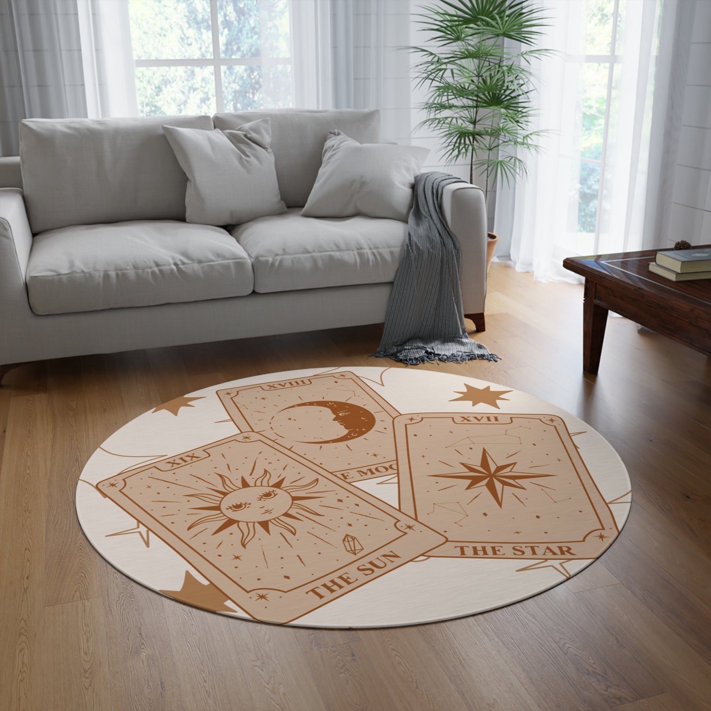Tarot Circle Rug — The Sun, The Moon & The Star Boho Round Rug