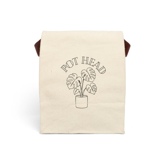 Eco-Friendly Canvas Lunch Bag — "Pot Head" Monstera Plant / Plant Lover's Design and Gift