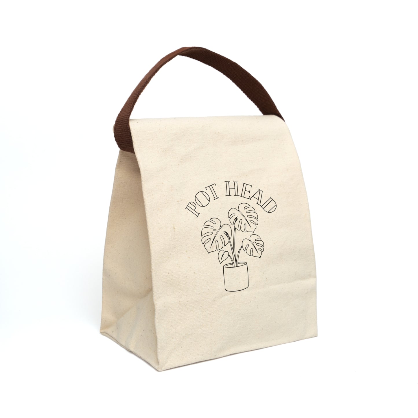 Eco-Friendly Canvas Lunch Bag — "Pot Head" Monstera Plant / Plant Lover's Design and Gift