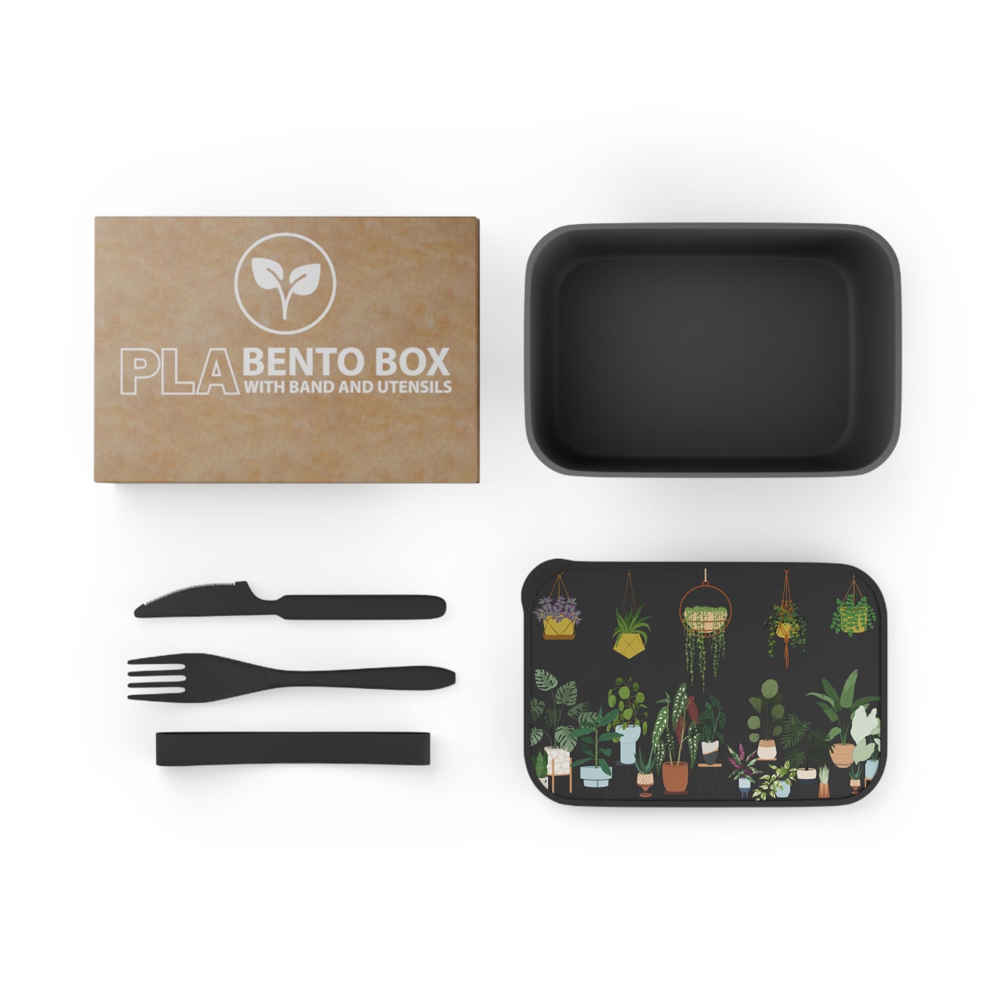 Plant Lover PLA Bento Box with Utensils – Reusable Eco-Friendly Lunch Container
