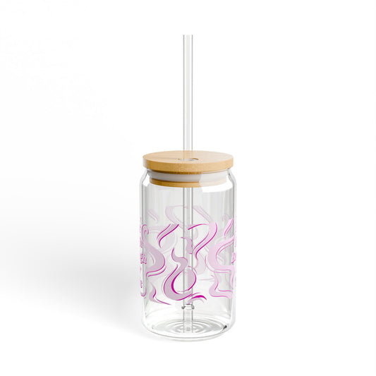 "Not High Enough For This" Sipper Glass — 16oz Pink Ribbon Graphic