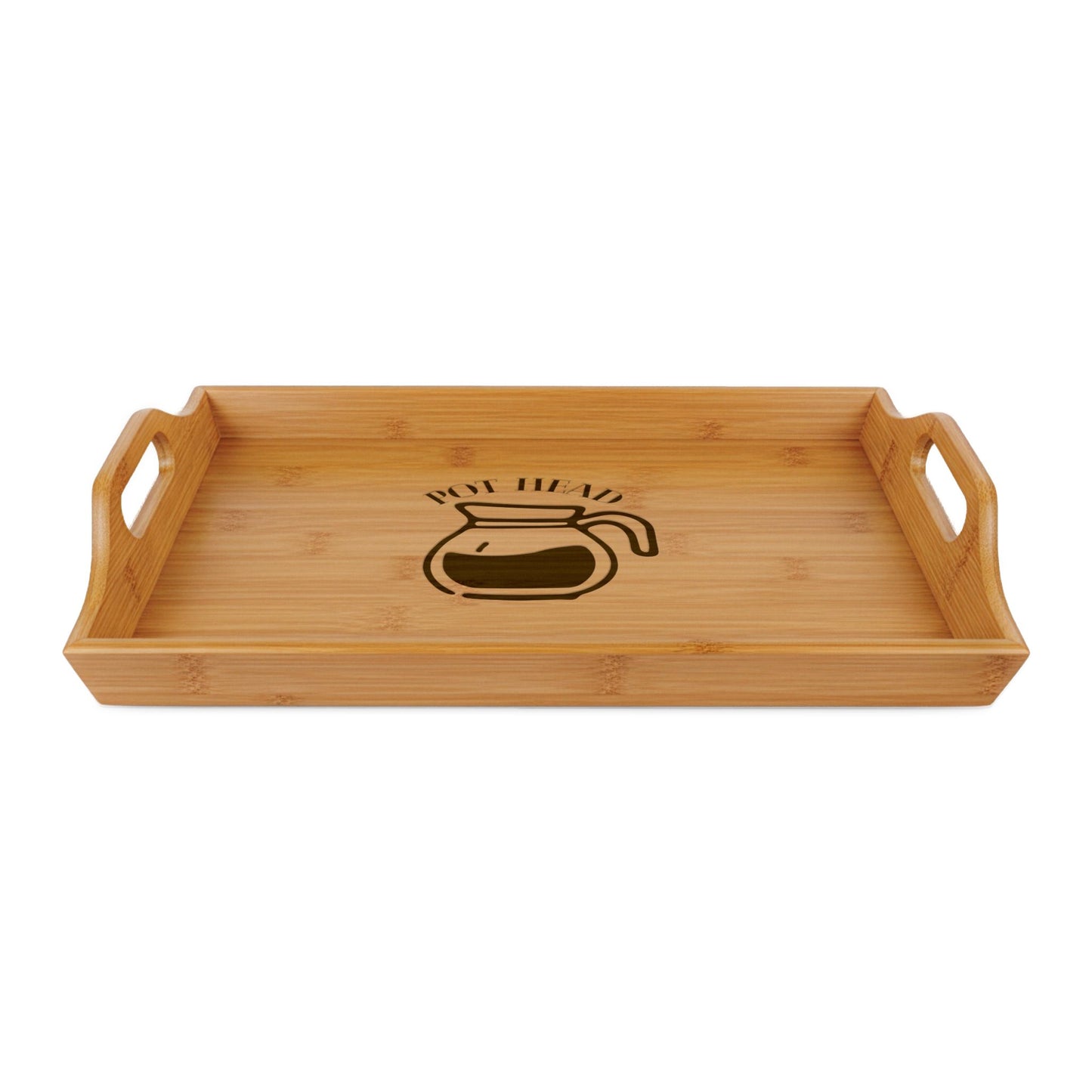 "Pot Head" Coffee Lover's Engraved Bamboo Serving Tray